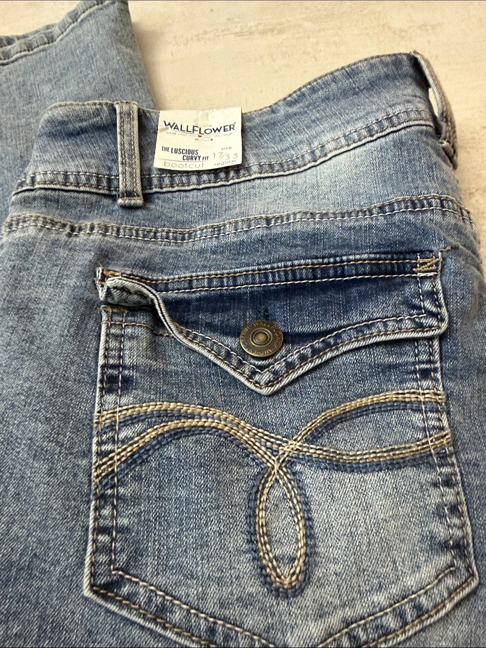 Wallflower Faded Light Blue Curvy Bootcut Jeans